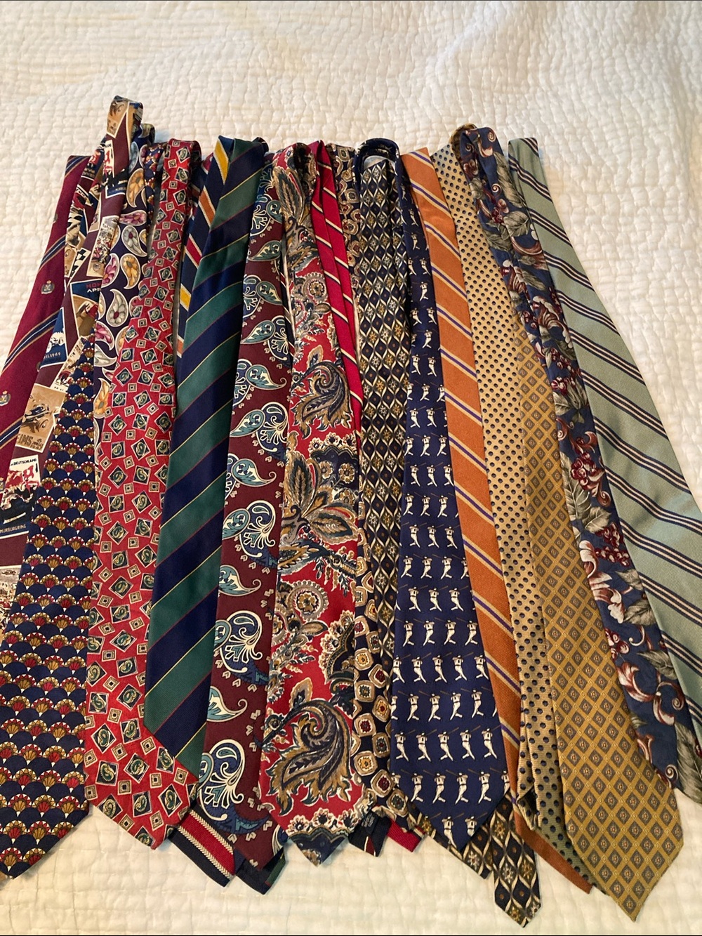 Lands' End Men's Multi-Pattern Silk Tie Skirt - Red, Navy, Green, Gold🍁🌻🎃🍁🌻